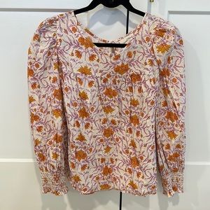 Universal Thred Floral Blouse - lavender and marigold - size large